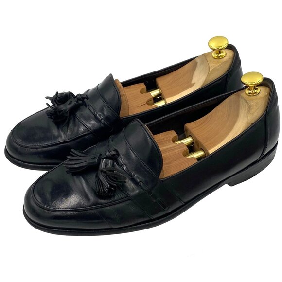 Italy Bragano Cole Haan men\'s size 10 black leather tassel loafer dress shoes main image 8